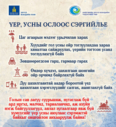 Үер, усны аюулаас урьдчилан сэргийлье!!!
